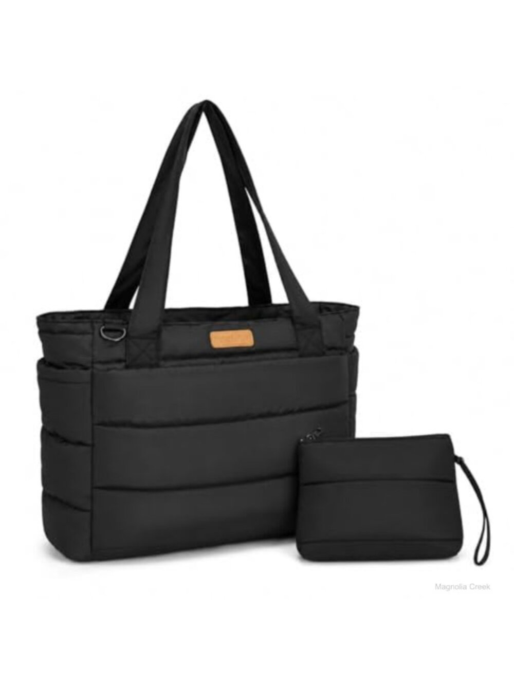 Quilted Puffer Tote Bag 20L with Mini Pouch Lightweight Work Travel